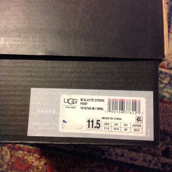 UGG Men's Slayte Stripe White leather Fashion Sneakers 11.5M New in Box - Picture 8 of 10